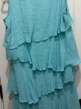 Tiered Ruffle Sleeveless Dress in Aqua